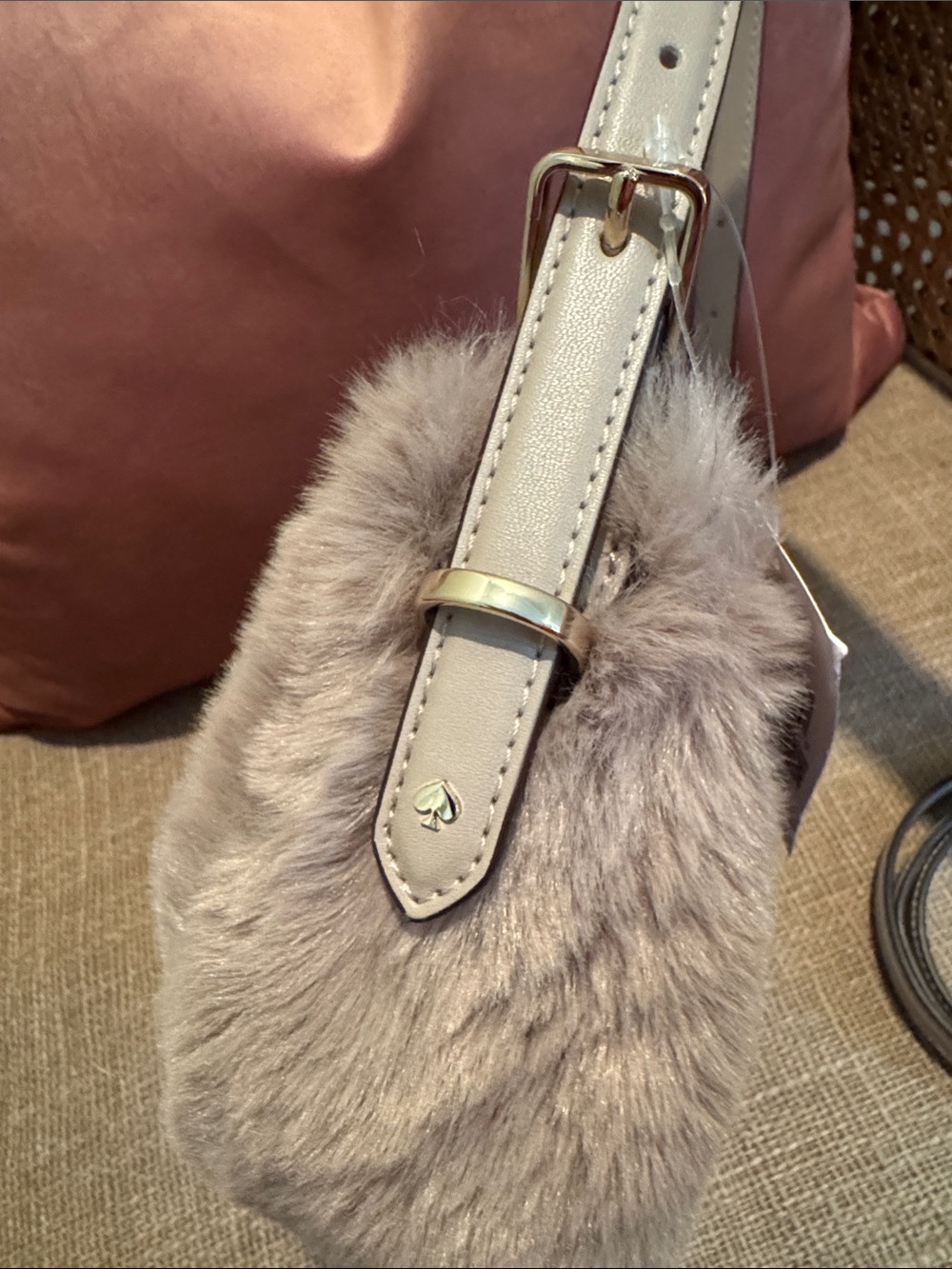 NWT Kate Spade Nova Faux Fur Shoulder Bag - Gray - Picture 7 of 8